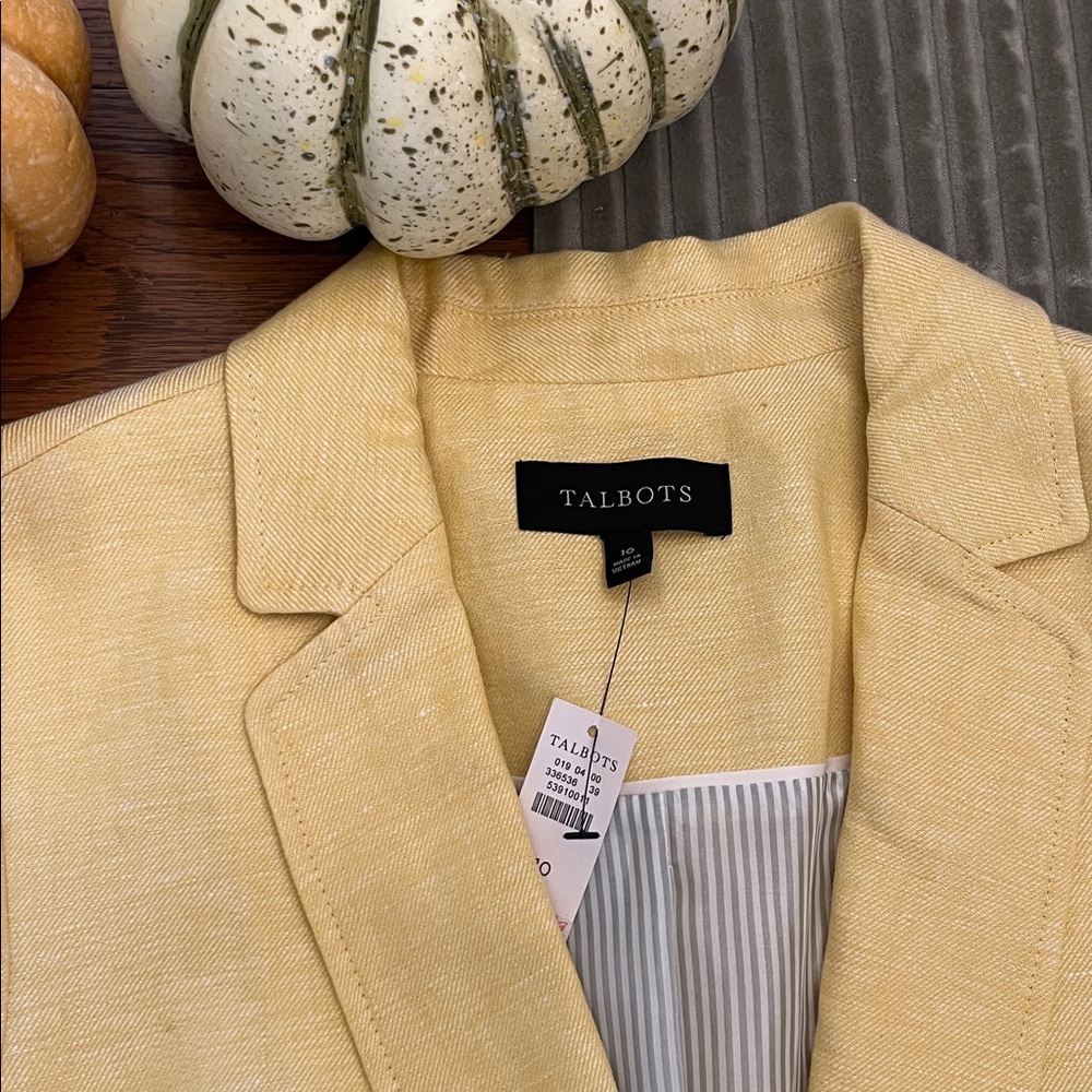 Talbots Women's Light Yellow Lined Blazer
